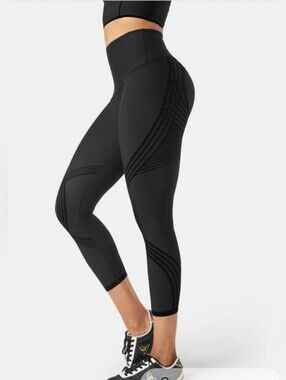 Fanka Body Sculpt  Leggings Reversible Wear Black waist 13.5"  inseam 24"